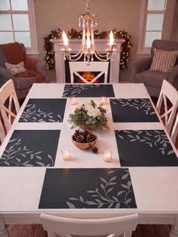 YELONA - Black Woven Pvc Dining Table Placemat (Pack of 6)