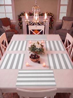 YELONA - Grey Woven Pvc Dining Table Placemat (Pack of 6)