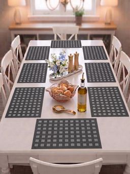 YELONA - Black Woven Pvc Dining Table Placemat (Pack of 8)