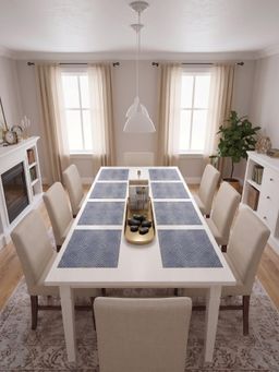 YELONA - Navy Blue Woven Pvc Dining Table Placemat (Pack of 8)