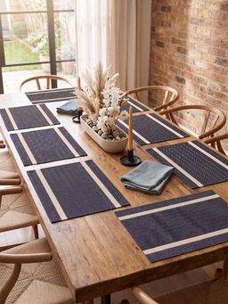 YELONA - Black Woven Pvc Dining Table Placemat (Pack of 8)