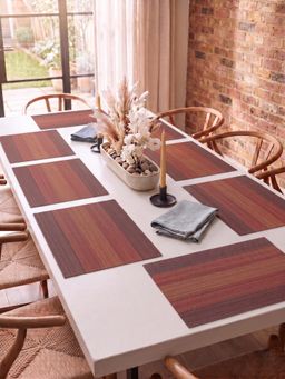 YELONA - Maroon Woven Pvc Dining Table Placemat (Pack of 8)