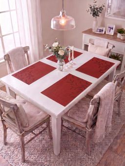 YELONA - Red Woven Pvc Dining Table Placemat (Pack of 4)