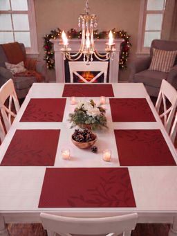 YELONA - Red Woven Pvc Dining Table Placemat (Pack of 6)