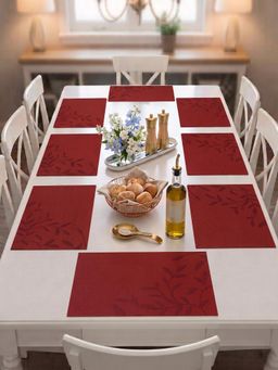 YELONA - Red Woven Pvc Dining Table Placemat (Pack of 8)