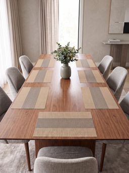 YELONA - Beige Brown Woven Pvc Dining Table Placemat (Pack of 8)