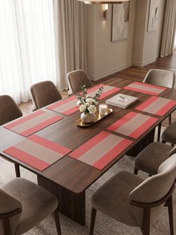 YELONA - Red Brown Woven Pvc Dining Table Placemat (Pack of 8)