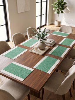 YELONA - Green & Beige Woven Pvc Dining Table Placemat (Pack of 8)