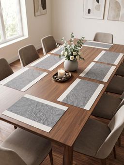 YELONA - Grey & Beige Woven Pvc Dining Table Placemat (Pack of 8)