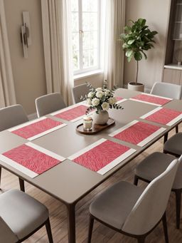 YELONA - Red Woven Pvc Dining Table Placemat (Pack of 8)