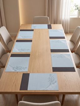YELONA - Blue & Black Woven Pvc Dining Table Placemat (Pack of 8)