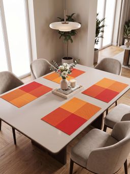 YELONA - Orange Woven Pvc Dining Table Placemat (Pack of 4)