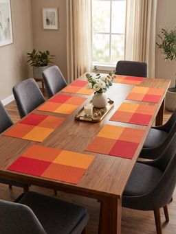 YELONA - Orange Woven Pvc Dining Table Placemat (Pack of 8)