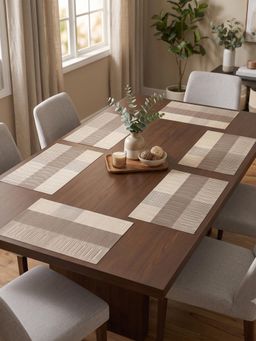 YELONA - Taupe Woven Pvc Dining Table Placemat (Pack of 6)