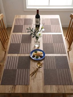 YELONA - Brown Woven Pvc Dining Table Placemat (Pack of 6)