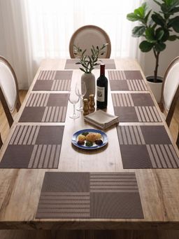 YELONA - Brown Woven Pvc Dining Table Placemat (Pack of 8)