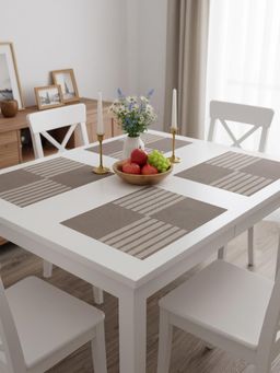 YELONA - Taupe Woven Pvc Dining Table Placemat (Pack of 4)