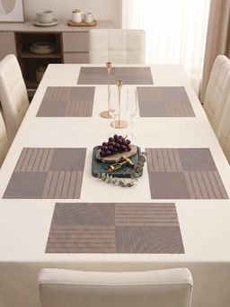 YELONA - Taupe Woven Pvc Dining Table Placemat (Pack of 6)