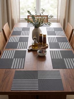 YELONA - Grey Woven Pvc Dining Table Placemat (Pack of 8)