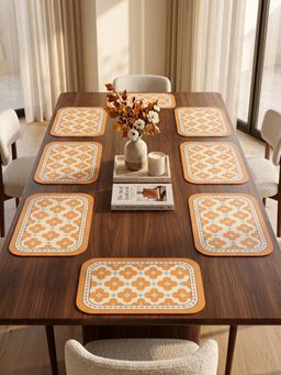 YELONA - Orange Woven Leather Dining Table Placemat (Pack of 8)