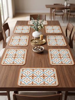 YELONA - Tan Woven Leather Dining Table Placemat (Pack of 8)