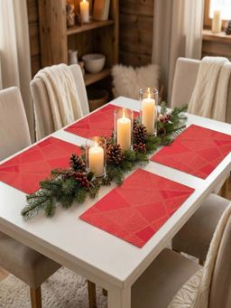 YELONA - Red Woven Pvc Dining Table Placemat (Pack of 4)