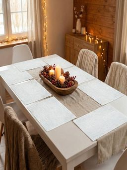 YELONA - Grey Melange Woven Pvc Dining Table Placemat (Pack of 8)