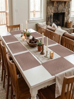 YELONA - Taupe Woven Pvc Dining Table Placemat (Pack of 8)