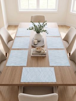 YELONA - Blue Woven Pvc Dining Table Placemat (Pack of 8)