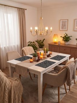 YELONA - Black Woven Pvc Dining Table Placemat (Pack of 4)