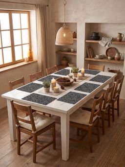 YELONA - Black Woven Pvc Dining Table Placemat (Pack of 8)