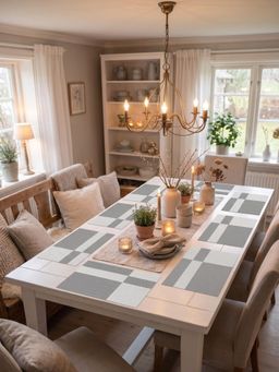 YELONA - Grey & White Woven Pvc Dining Table Placemat (Pack of 8)