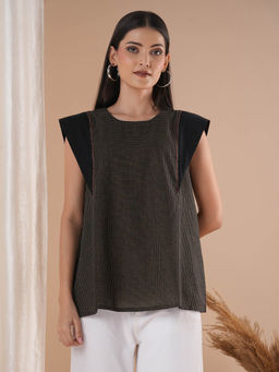 Kami Kubi - Black Checks Regular Fit Top