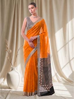 Nyri - Casual Wear Cotton Printed Designer Saree with Unstitched Blouse For Womens