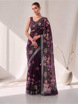 Nyri - Casual Wear Cotton Printed Designer Saree with Unstitched Blouse For Womens