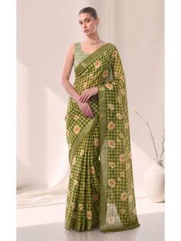 Nyri - Casual Wear Cotton Printed Designer Saree with Unstitched Blouse For Womens