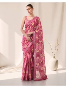 Nyri - Casual Wear Cotton Printed Designer Saree with Unstitched Blouse For Womens
