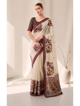 Nyri - Casual Wear Cotton Printed Designer Saree with Unstitched Blouse For Womens