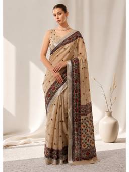 Nyri - Casual Wear Cotton Printed Designer Saree with Unstitched Blouse For Womens