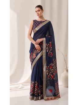 Nyri - Casual Wear Cotton Printed Designer Saree with Unstitched Blouse For Womens
