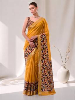 Nyri - Casual Wear Cotton Printed Designer Saree with Unstitched Blouse For Womens