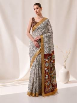 Nyri - Casual Wear Cotton Printed Designer Saree with Unstitched Blouse For Womens