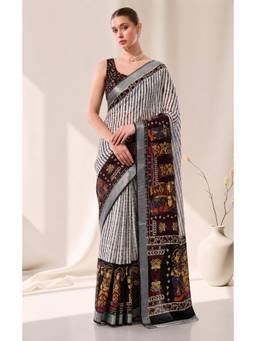 Nyri - Casual Wear Cotton Printed Designer Saree with Unstitched Blouse For Womens