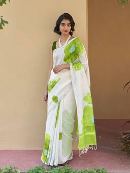 Nyri - Casual Wear Cotton Printed Designer Saree with Unstitched Blouse For Womens