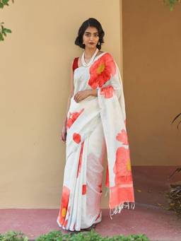 Nyri - Casual Wear Cotton Printed Designer Saree with Unstitched Blouse For Womens