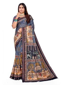 Nyri - Casual Wear Cotton Printed Designer Saree with Unstitched Blouse For Womens