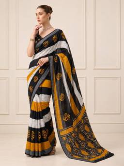 Nyri - Casual Wear Cotton Printed Designer Saree with Unstitched Blouse For Womens
