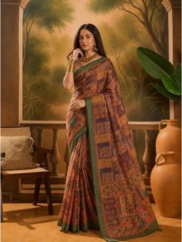 Nyri - Casual Wear Cotton Printed Designer Saree with Unstitched Blouse For Womens