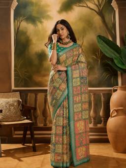 Nyri - Casual Wear Cotton Printed Designer Saree with Unstitched Blouse For Womens