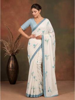 Nyri - Casual Wear Cotton Printed Designer Saree with Unstitched Blouse For Womens